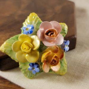 Vintage Artone Floral Bone China Brooch